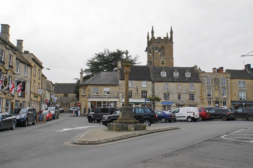 Market Square in Stow-on-the-Wold with the medieval market cross