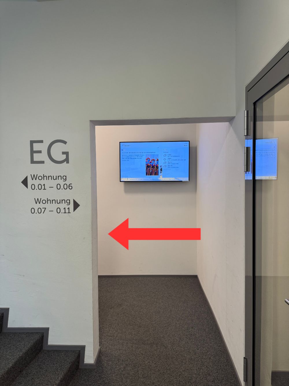 Hallway with TV
